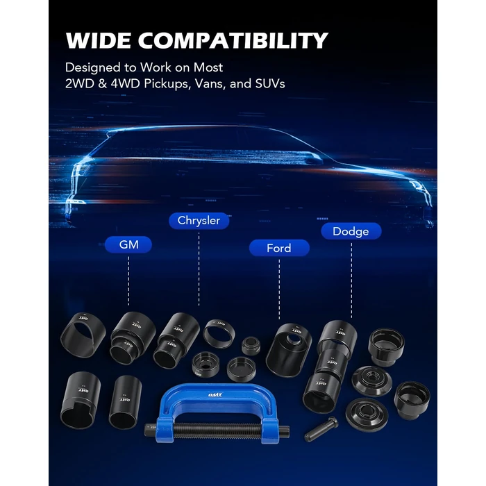 Orion Motor Tech Ball Joint Removal Tool Kit, 23pc Ball Joint Press & U Joint Removal Kit with Sockets and Universal Adapters, Heavy Duty Ball Joint Tool Set for Most 2WD 4WD Cars Trucks SUVs, Black by Orion Motor Tech - Image 6