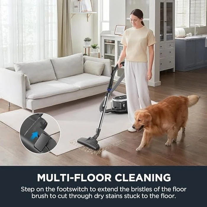 Eureka Bagless Canister Vacuum for Carpets and Hard Floors, Powerful Lightweight Vacuum Cleaner with Large Dust Cup Extension Tube 2-in-1 Crevice Tool Floor Nozzle, Silver, NEN180C w/HEPA Filter by EUREKA - Image 3