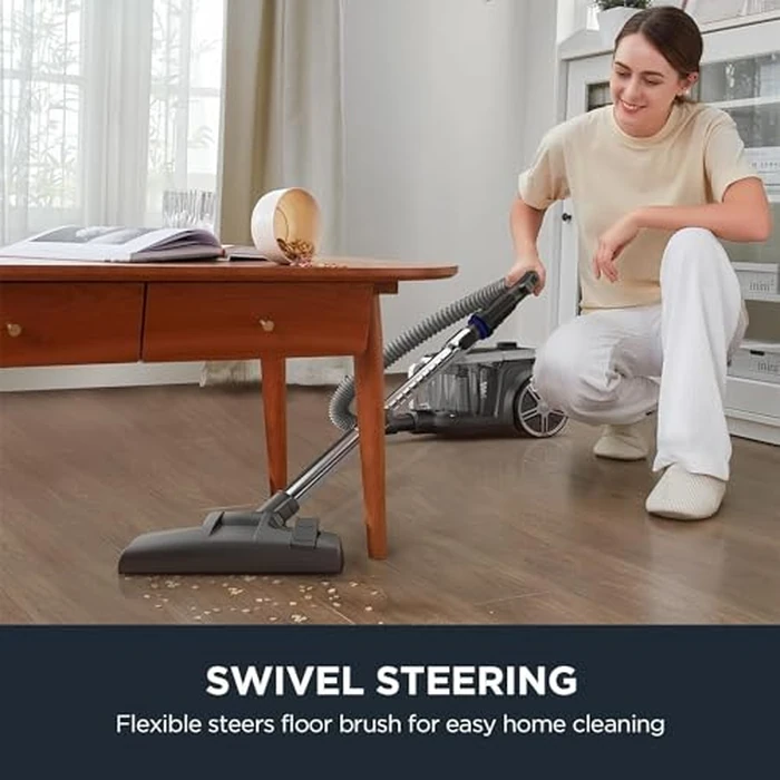 Eureka Bagless Canister Vacuum for Carpets and Hard Floors, Powerful Lightweight Vacuum Cleaner with Large Dust Cup Extension Tube 2-in-1 Crevice Tool Floor Nozzle, Silver, NEN180C w/HEPA Filter by EUREKA - Image 4