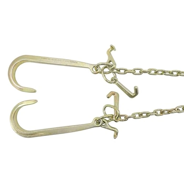 Mytee Products 5/16"x2' Leg Grade 70 V-Chain Bridle Tow w/ 15" Large Shank J Hook, T-J Hook & Grab Hooks for Towing - 4700 LBS WLL Tow Truck Chain Accessories for Flatbed Trailer Wrecker Recovery by Mytee Products - Image 7