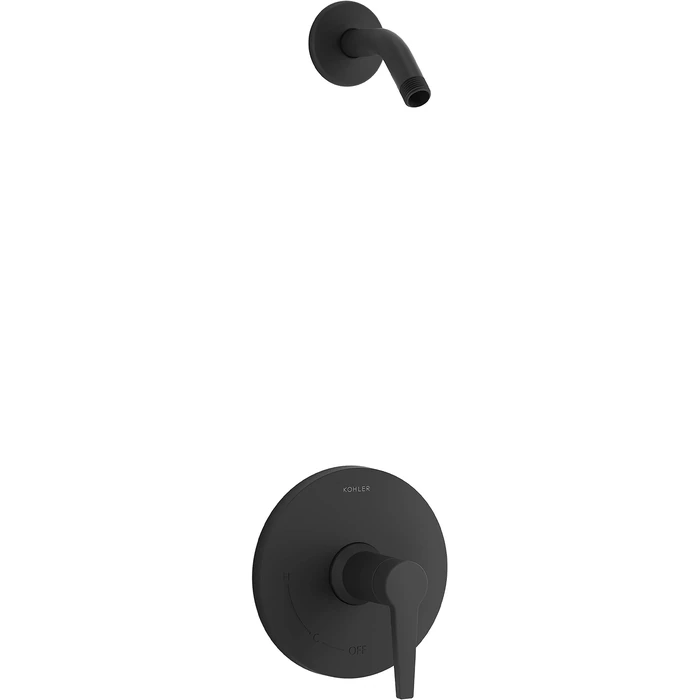 KOHLER K-TLS97077-4-BL Pitch Rite-Temp Shower Trim Set Without Showerhead, Shower Arm and Flange and Faceplate with Lever Handle, Matte Black, 1 Count by Kohler - Image 1