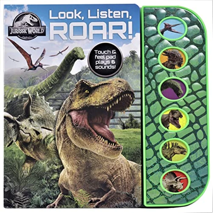 Jurassic World: Look, Listen, Roar! Touch & Feel Dinosaur Scales on Sound Pad - Textured Sound Pad for Tactile Play- PI Kids by PI Kids - Used - Good condition - CA$15.26