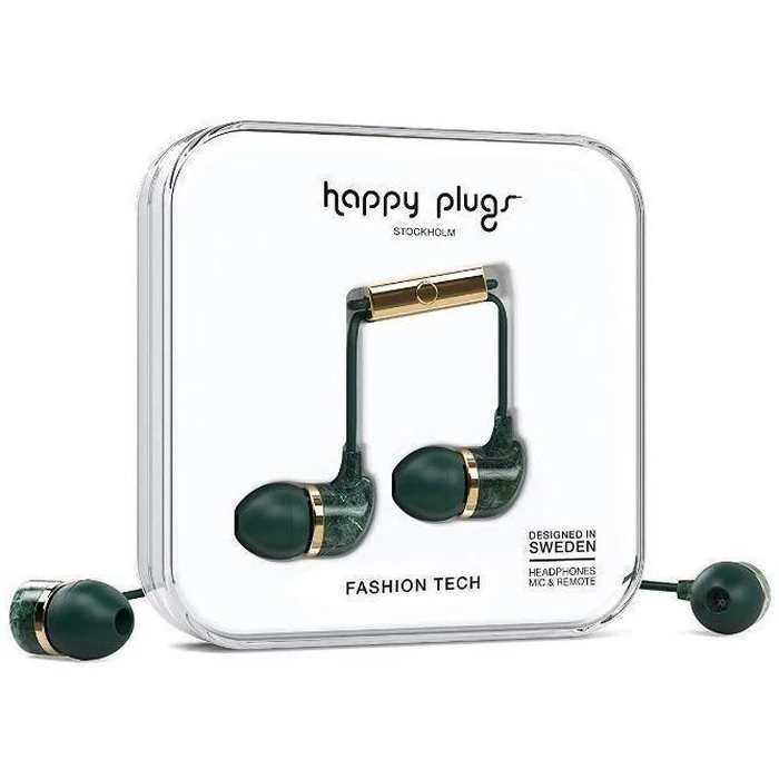 Happy Plugs Fashion-Tech In-Ear Headphones with Mic and Remote - Green Marble by Happy Plugs - Image 1