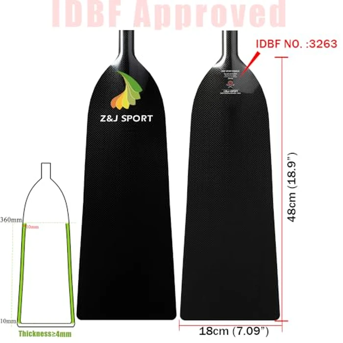 Z&J SPORT Dragon Boat Paddle Carbon Fiber IDBF Approved, Flat Blade Oval Shaft for Dragon Boat Race（52 inches） by Z&J SPORT - Image 2