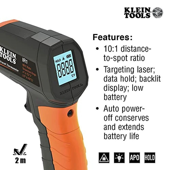Klein Tools IR1 Infrared Thermometer, Digital Laser Gun is Non-Contact Thermometer with a Temperature Range -4 to 752-Degree Fahrenheit by KLEIN TOOLS - Image 3