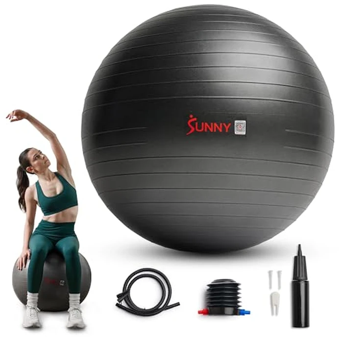 Sunny Health & Fitness Premium Anti-Burst Exercise Ball for Core Strength, Yoga, Pilates, Barre, Physical Therapy, Balance, Flexibility | Non-Slip & Odorless - SF-EB02-S by Sunny Health & Fitness - Used - Good condition - CA$18.36