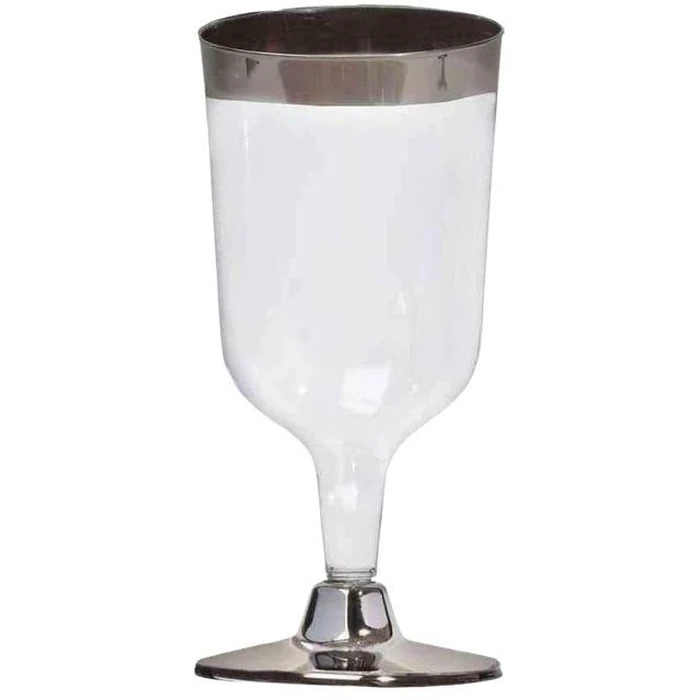 Tableluxe 25 Premium Plastic Wine Glasses (6oz) - Silver/Clear by Tableluxe - Refurbished - Brand New condition - US$21.68