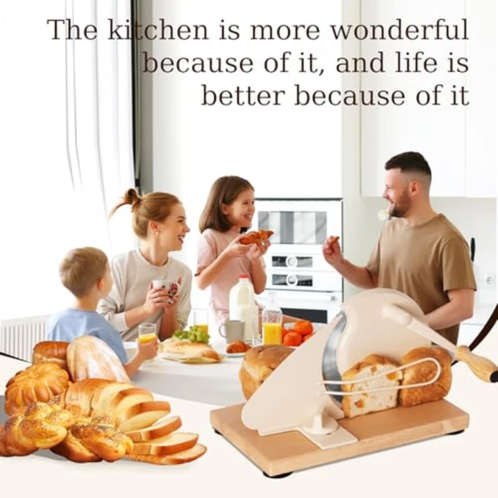 Manual Bread Slicer for Homemade Sourdough Bread, Adjustable Thickness Hand Crank Bread Slicer with Stainless Steel Blade and Suction Cup, for Even Slicing, Kitchen & Bakery Use, White by phabcf - Image 7
