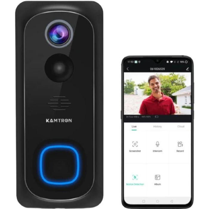 Kamtron 32GB Smart Home Video Doorbell - Black by Kamtron - Refurbished - Excellent condition - US$36.89