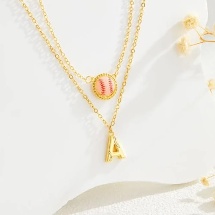 Yuoos Baseball Initial Necklace Baseball Short Pendant Choker Gold A-Z Letter Pendant Necklace Mom Themed Jewelry Gifts Daughter Gifts Graduation Chritmas Birthday (A Letter) by Yuoos - Image 5