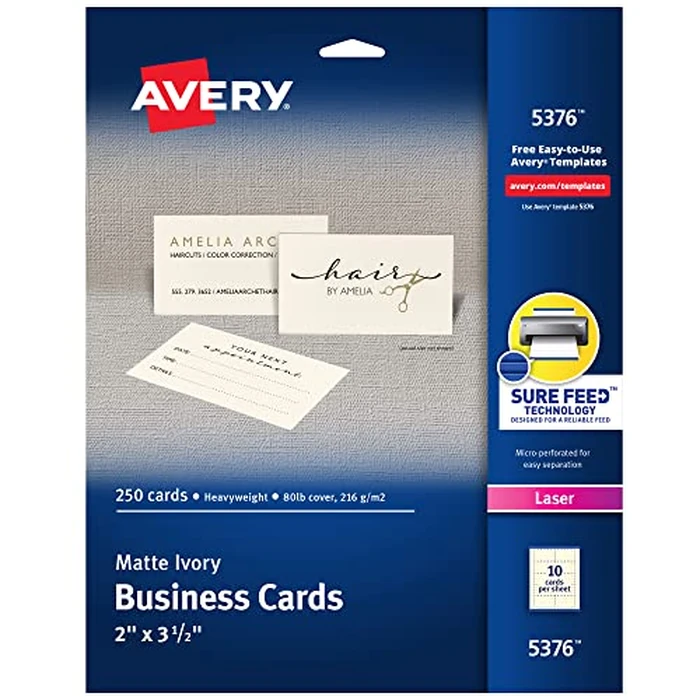 Microperforated Business Cards with Sure Feed, Laser by Avery - Used - Like New condition