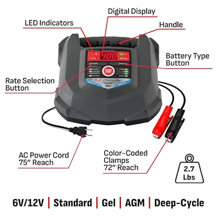 Schumacher Electric 15A Car Battery Charger and Maintainer, 4-in-1 Solution, for 6V/12V Power Sport, Automotive, and Marine Batteries, SC1280 by Schumacher Electric - Image 8