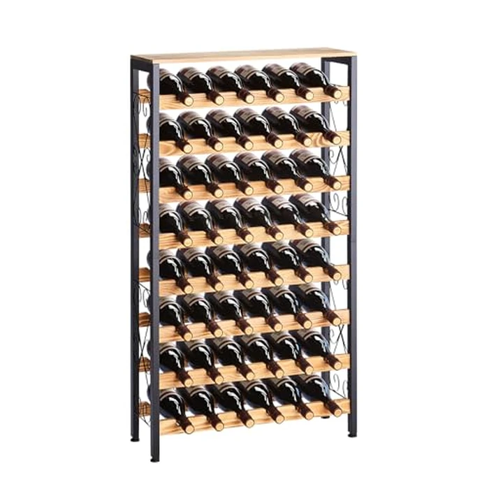 VEVOR 48 Bottle Wine Rack,8-Tier Iron Wine Bottle Holder with Wood Table Top,Freestanding Floor Display Wine Storage Shelves,for Kitchen Pantry, Cellar, Bar, Dining Room,26''L X 9.3''W X 46.9''H by VEVOR - Used - Very Good condition - CA$69.05