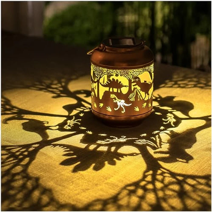 Dinosaur Solar Lanterns Outdoor Waterproof,Hanging Solar Lights Dinosaur Gifts for Women Men Metal LED Decorative Light for Yard,Patio,Lawn,Tabletop,Pathway,Landscape,Garden Decor by TIGGSY - Image 1