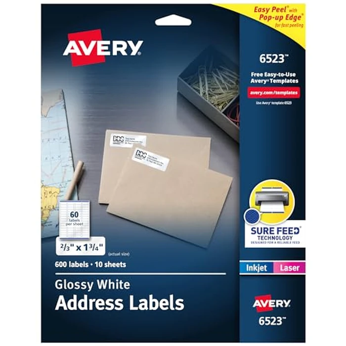 Glossy White Easy Peel Address Labels with Sure Feed, by Avery - Used - Acceptable condition - CA$5.75