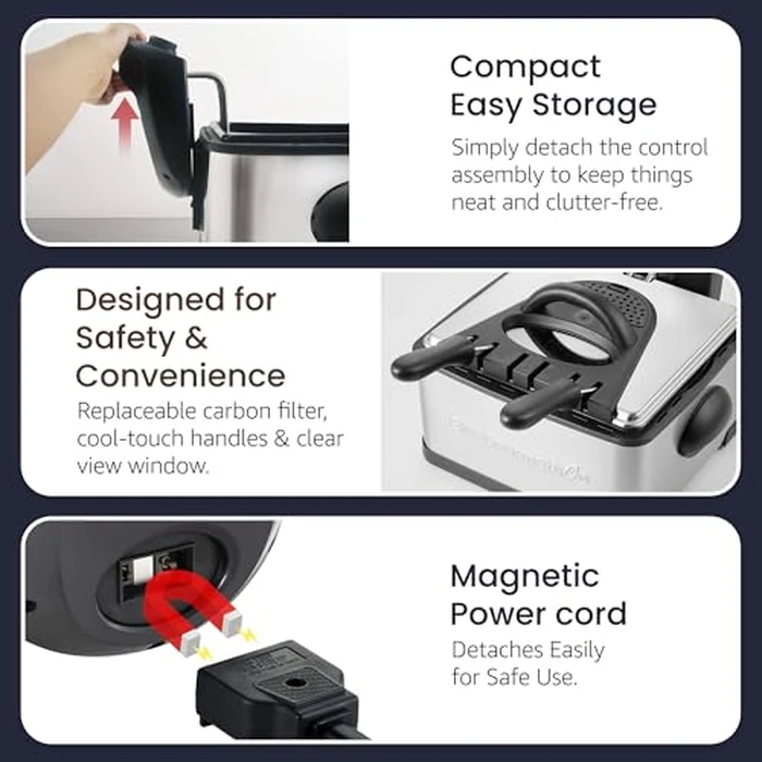 Elite Gourmet Electric Deep Fryer, 4.5 Qt Total Oil Capacity (Dual 2-Qt Split Baskets), 1700 Watts, Stainless Steel, Separates Foods for Simultaneous Cooking, Stainless Steel by Elite Gourmet - Image 5