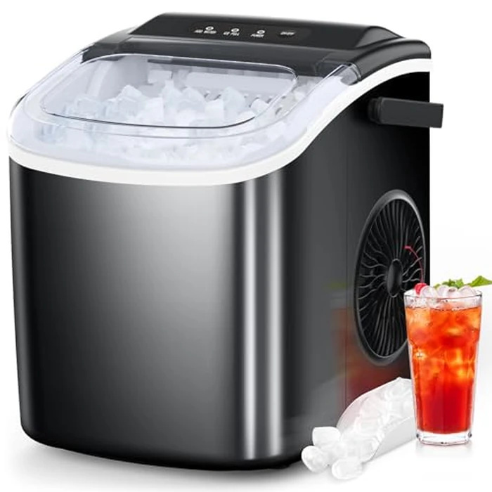 COWSAR Ice Maker Countertop, Portable Ice Machine with Self-Cleaning, 26.5lbs/24Hrs, 9 Bullet Ice Cubes in 6 Mins, Ice Basket and Scoop, Ideal for Home, Kitchen, Bar, Camping by COWSAR - Used - Very Good condition
