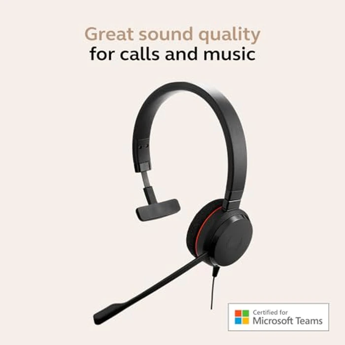 Jabra Evolve 20 Wired Headset (2025 Edition) - Single-Ear Wired Headset for Office and Work from Home - Call Control - All Platforms - USB-C/A Connectivity - Black by Jabra - Image 3