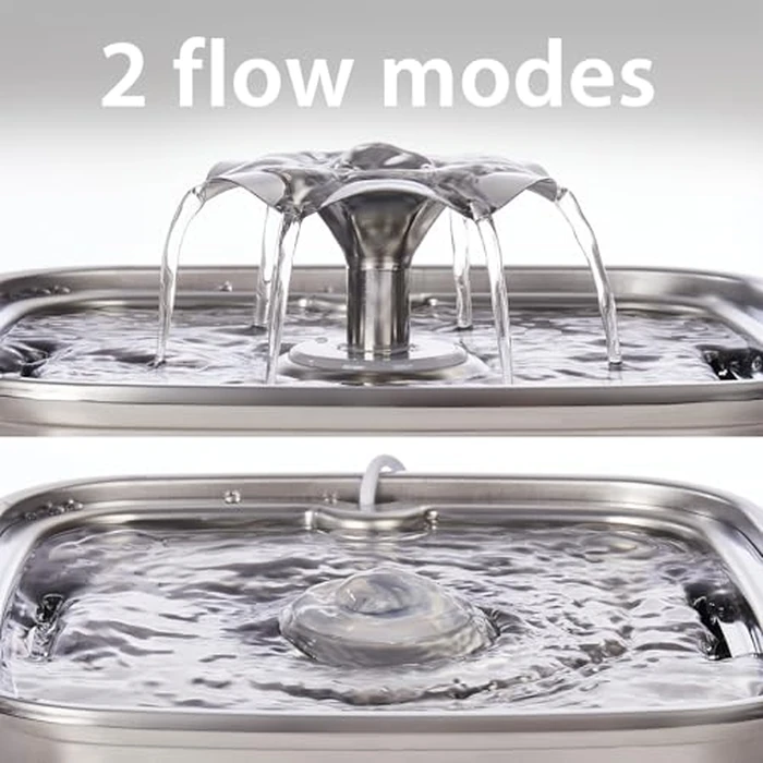 Veken Innovation Award Winner Stainless Steel Cat Water Fountain, 108oz/3.2L Automatic Pet Fountain Dog Water Dispenser with 3 Replacement Filters & Silicone Mat, Gifts for Cats, Dogs (Silver) by Veken - Image 5