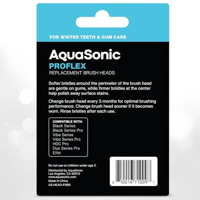 AquaSonic Genuine Proflex Replacement Brush Heads | ADA Accepted | for Whiter Teeth & Gum Care | Compatible with Many AquaSonic Toothbrush Handles (3 Pack Black) by Aquasonic - Image 7