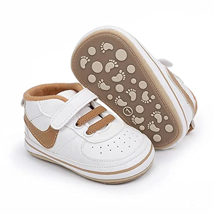 Clowora Unsex Baby Shoes Boys Girls Infant Sneakers Non-Slip Soft Rubber Sole Toddler Crib First Walker Lightweight Shoes(A03/Khaki,12-18 Months) by Clowora - Used - Very Good condition - US$14.49
