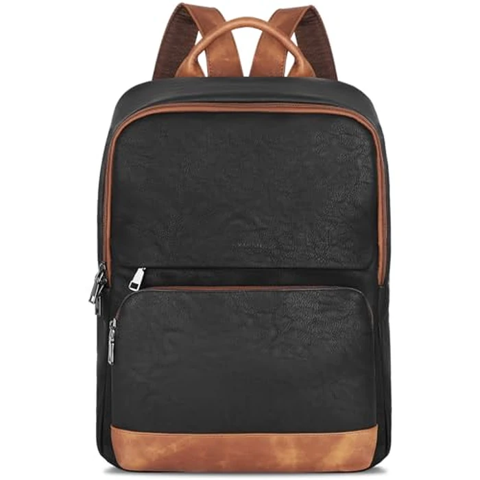 SYTRAH Leather Backpack for Women, Vintage 15.6 inch Laptop Backpack Purse for Women, College Casual Backpack Ladies Computer Backpack for Travel Business Work Black Brown by SYTRAH - Used - Like New condition - CA$44.95