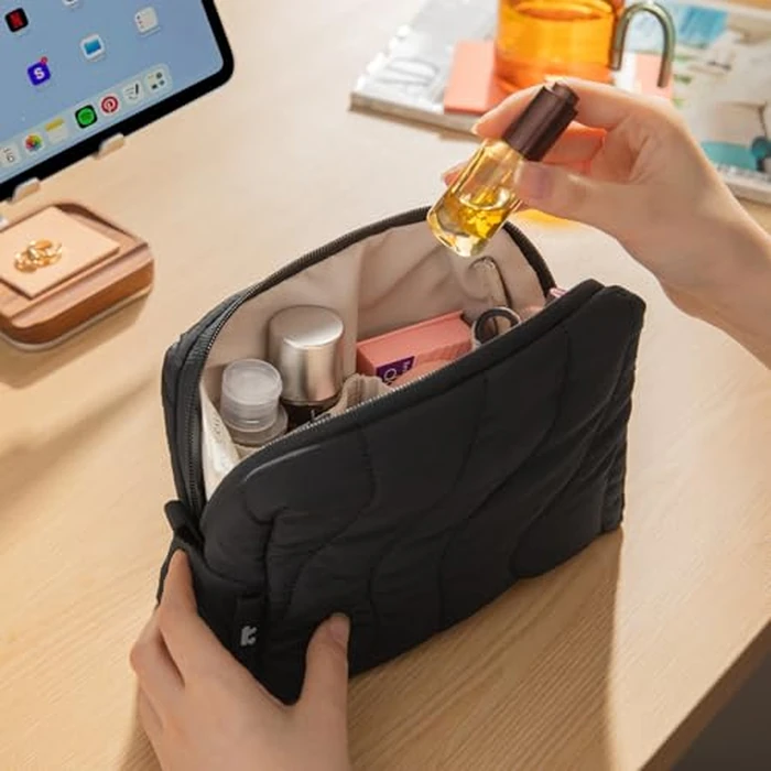 tomtoc Electronics Organizer Travel Case, Soft Puffy Organizer Bag Birthday Christmas Gifts Travel Essentials for Women Girls, Portable Accessory Tech Pouch Storage for Charger, Cord, Cable, Phone by tomtoc - Image 7