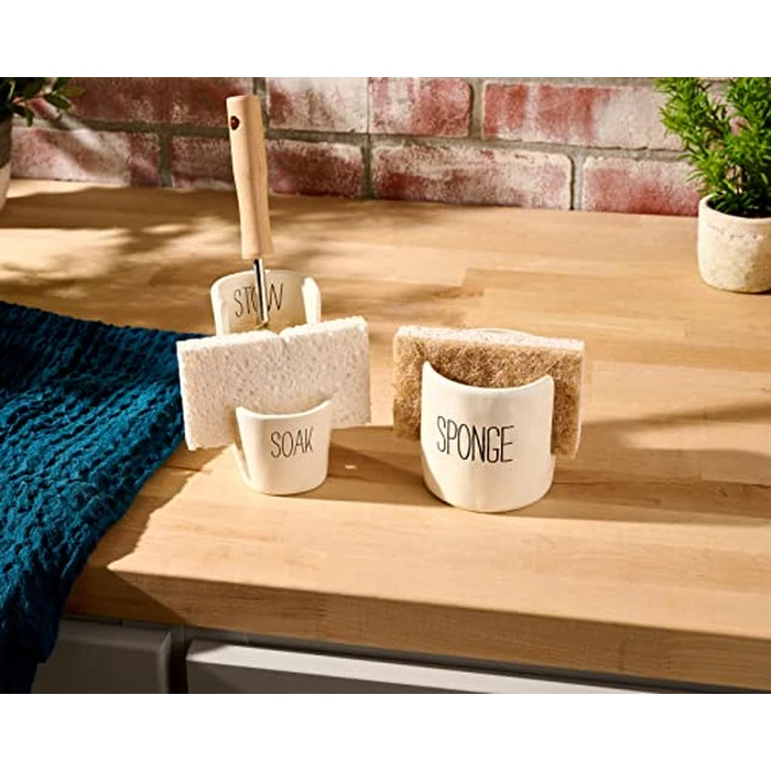 Mud Pie Kitchen Dish Sponge Holder Caddy, Off White by Mud Pie - Image 6