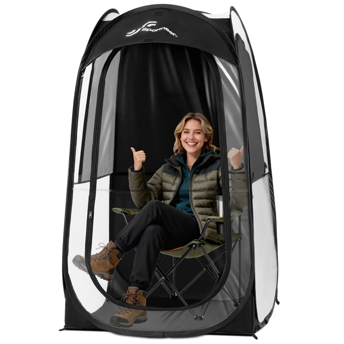 Sportneer Sports Tent: 1 Person Instant Shelter with Ultra Visibility for Cold Day - Lightweight Portable Pop Up Tent for Sports Event, Protection from Cold Wind and Rain, 37" Lx 37" W x 63.5" H by Sportneer - Used - Like New condition