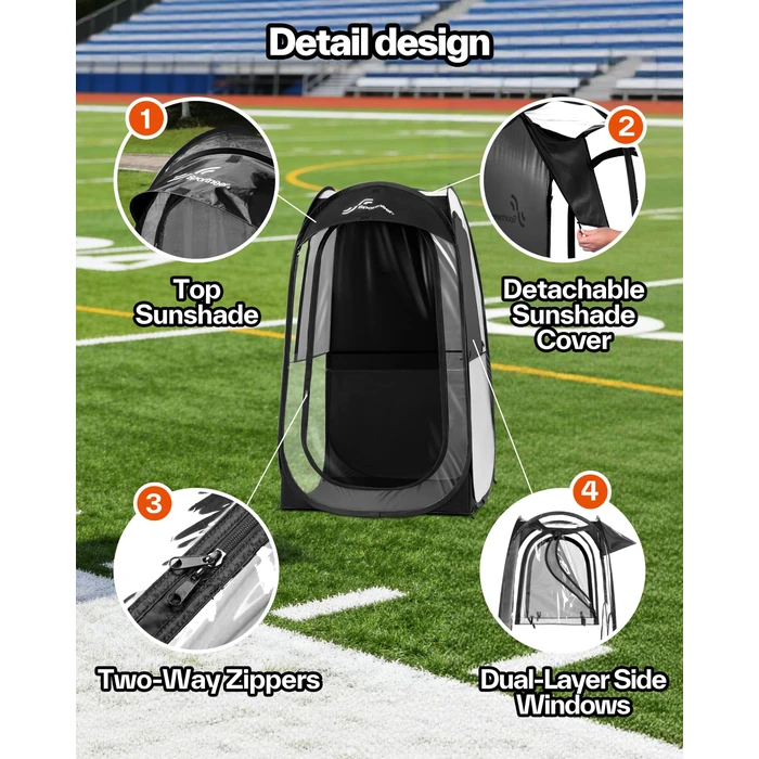 Sportneer Sports Tent: 1 Person Instant Shelter with Ultra Visibility for Cold Day - Lightweight Portable Pop Up Tent for Sports Event, Protection from Cold Wind and Rain, 37" Lx 37" W x 63.5" H by Sportneer - Image 5