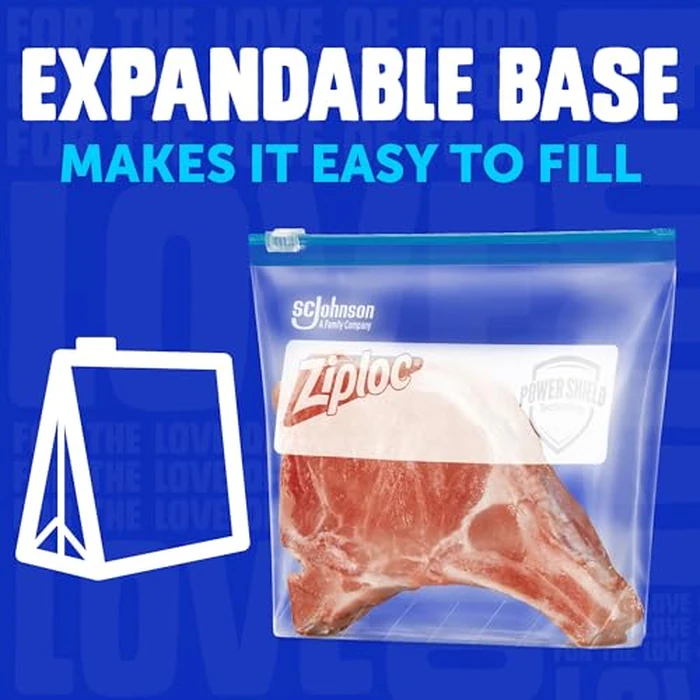 Ziploc Large Freezer Bags, Prevents Freezer Burn, Microwave & Freezer Safe, New Stay-Open Design, Stand-Up Bottom, BPA Free, 66 Count by Ziploc - Image 4