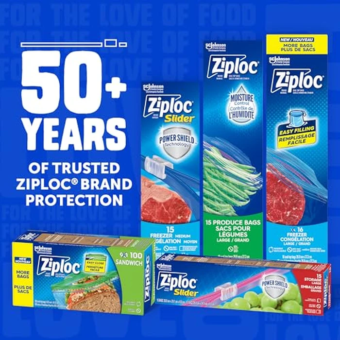 Ziploc Large Freezer Bags, Prevents Freezer Burn, Microwave & Freezer Safe, New Stay-Open Design, Stand-Up Bottom, BPA Free, 66 Count by Ziploc - Image 6