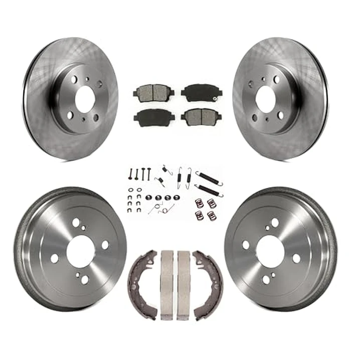 Transit Auto Front Rear Disc Brake Rotors Semi-Metallic Pads And Drum Kit (7Pc) Replacement For 2001-2005 Toyota Echo K8S-102136 by Transit Auto - Used - Acceptable condition