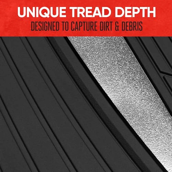 Motor Trend ChromeTech Car Floor Mats Full Set - Durable Rubber Floor Mats for Cars with Two Tone Accent, All Weather Interior Protection for Front and Rear with Non-Slip Backing, Silver Chrome by Motor Trend - Image 4