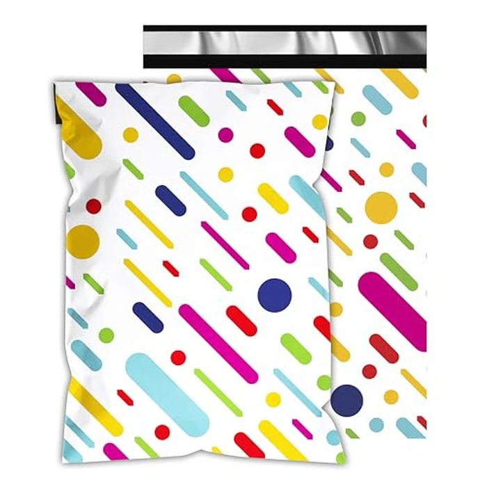 Vapulcio Poly Mailers 12x15.5 Inch 50 Pcs - Color Stripe Printed Shipping Bags, 2.4mil Thickness, Waterproof and Tear Resistant Mailing Envelopes, Self-Sealing Packaging Bags for Small Business by Vapulcio - Image 1