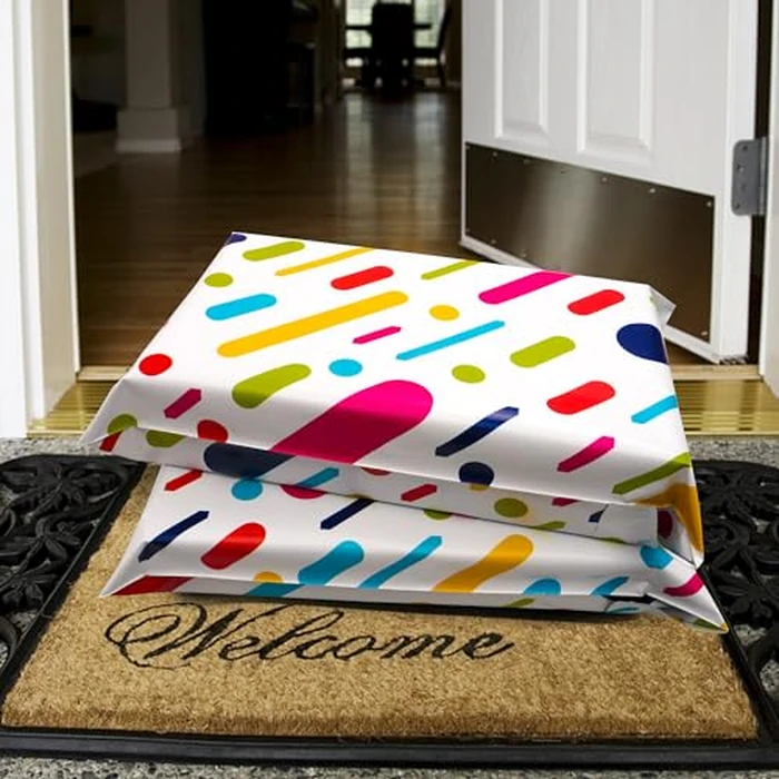 Vapulcio Poly Mailers 12x15.5 Inch 50 Pcs - Color Stripe Printed Shipping Bags, 2.4mil Thickness, Waterproof and Tear Resistant Mailing Envelopes, Self-Sealing Packaging Bags for Small Business by Vapulcio - Image 6
