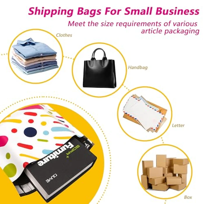 Vapulcio Poly Mailers 12x15.5 Inch 50 Pcs - Color Stripe Printed Shipping Bags, 2.4mil Thickness, Waterproof and Tear Resistant Mailing Envelopes, Self-Sealing Packaging Bags for Small Business by Vapulcio - Image 7