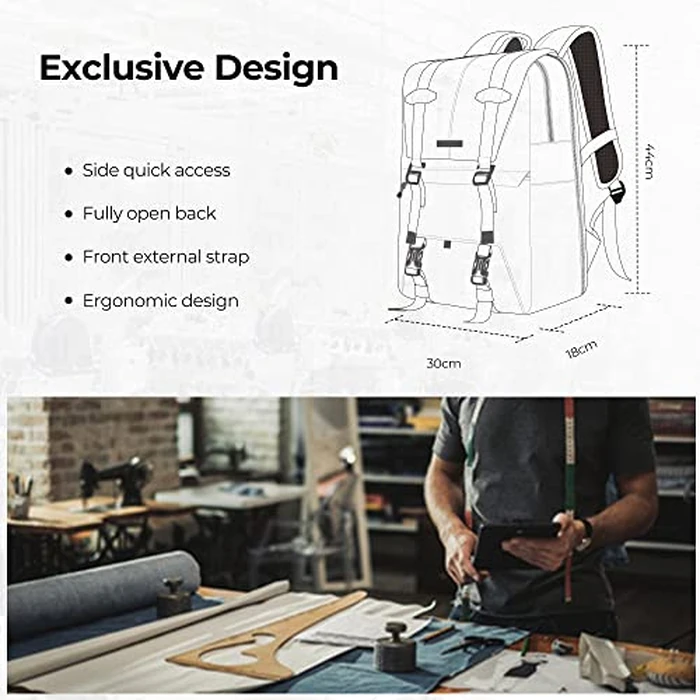 K&F CONCEPT Camera Backpack, Camera Bags for Photographers Large Capacity Camera Case with Raincover,15-15.6 Inch Laptop Compartment Compatible for Canon/Nikon/Sony/DJI Mavic Drone(Backpack 20L) by K&F CONCEPT - Image 3