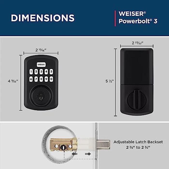Weiser Powerbolt 3 Matte Black Keyless Entry Door Lock/Deadbolt Lock, 10-Button Keypad Door Lock with Auto Lock and 12-Month Battery Life, Electronic Door Locks for Front Door, Home Décor by Weiser - Image 5