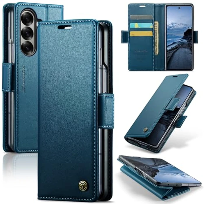 Taneny Designed for Samsung Galaxy Z Fold 7 Case (2025) ,PU Leather Wallet Flip Folio Case with Card Holder RFID Blocking Kickstand Shockproof Phone Cover for Samsung Galaxy Z Fold 7 5G (Blue) by Taneny - Used - Acceptable condition