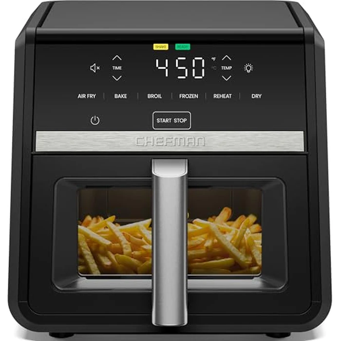 Chefman Air Fryer TurboFry 9-Qt, 6-in-1 High-Powered 450 degreesF Cooking for Crispier French Fries, Chicken, and Onion Rings, XL Windowed Basket, Air Fry, Bake, Broil, Reheat, Dehydrate, Defrost - Black by Chefman - Image 1