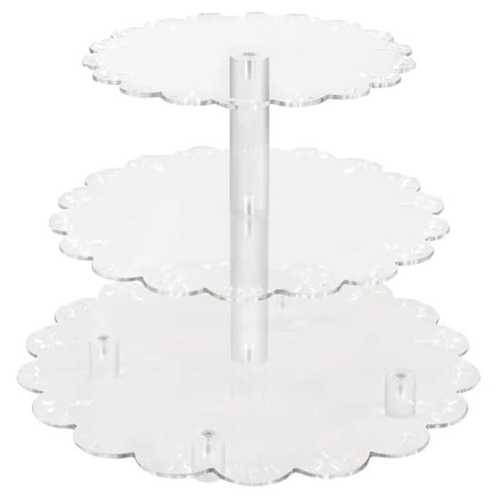 3Tier Acrylic Cupcake Stand, Round Clear Cupcake Tower Display Dessert Holder Tray for Birthday Wedding Baby Showers Anniversaries Party Decor, Transparent by HANHAN - Used - Very Good condition - CA$20.69