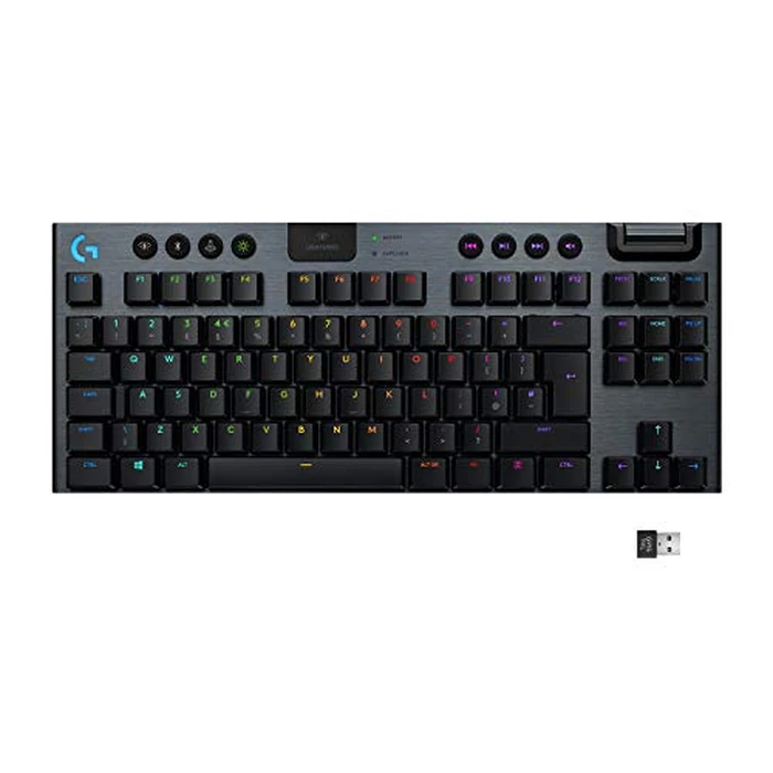 Logitech G915 TKL Tenkeyless Lightspeed Wireless RGB Mechanical Gaming Keyboard, Low Profile Switch Options, LIGHTSYNC RGB, Advanced Wireless and Bluetooth Support - Clicky (Renewed) by Logitech - Refurbished condition - CA$158.99