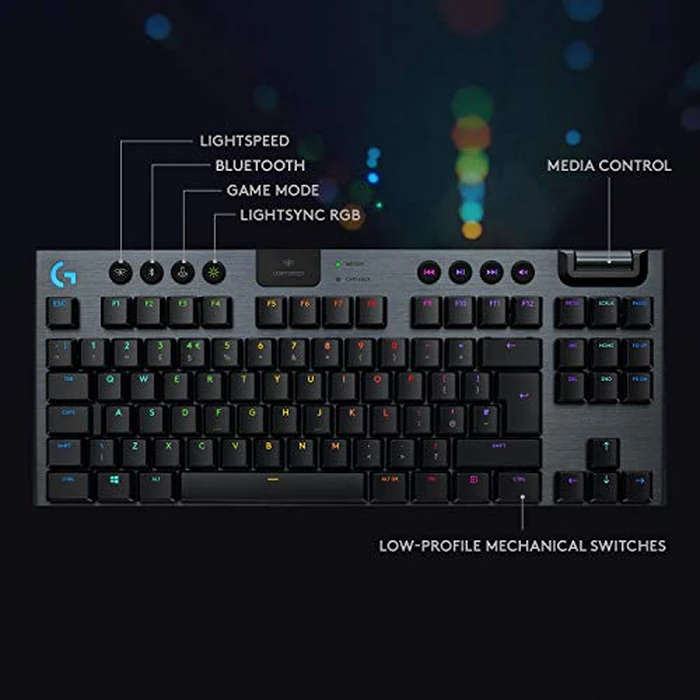 Logitech G915 TKL Tenkeyless Lightspeed Wireless RGB Mechanical Gaming Keyboard, Low Profile Switch Options, LIGHTSYNC RGB, Advanced Wireless and Bluetooth Support - Clicky (Renewed) by Logitech - Image 7