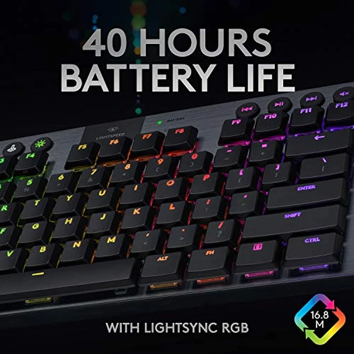Logitech G915 TKL Tenkeyless Lightspeed Wireless RGB Mechanical Gaming Keyboard, Low Profile Switch Options, LIGHTSYNC RGB, Advanced Wireless and Bluetooth Support - Clicky (Renewed) by Logitech - Image 9
