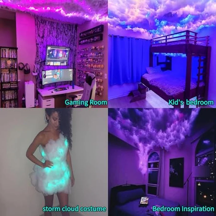 Neptten Cloud LED Lights for Ceiling. 3D Thunder Clouds Light Music Sync LED Storm Cotton Kits with Multicolor Changing Strip. Thundercloud DIY Set for Gaming Room & Basement décor 11.5 Ft by Neptten - Image 2