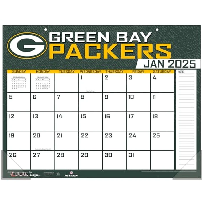 TURNER SPORTS Green Bay Packers 2025 22x17 Desk Calendar (25998061537) by Turner Licensing - Used - Like New condition
