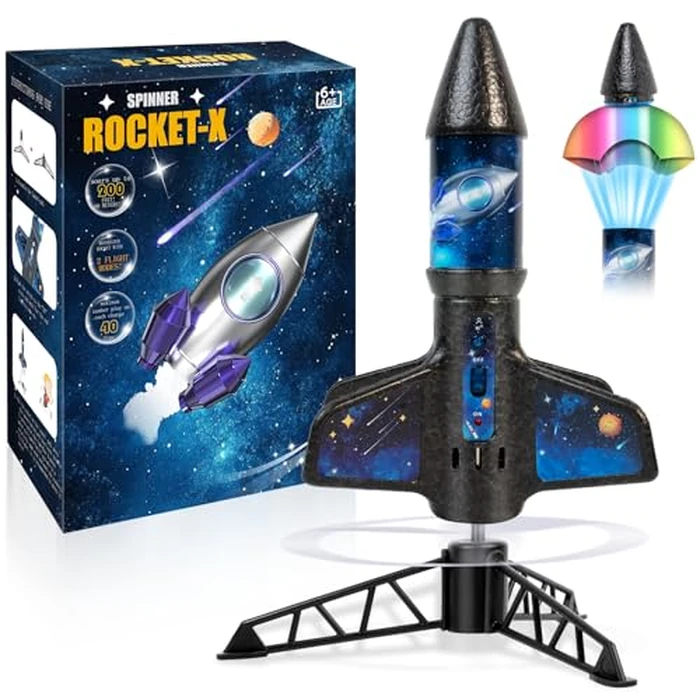 Rocket Launcher for Kids -200 Feet of Flight Altitude, Auto Electric Rocket Toys with Safe Parachute, Outdoor Summer Yard Toys Easter Birthday Gifts for Boys & Girls Age 6 7 9 10 12 8-13 Years Old by VICHTOP - Used - Like New condition - US$25.62