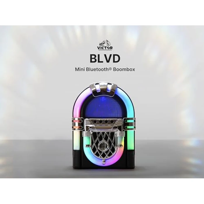 VICTOR VDTJ-1000 Mini Bluetooth Jukebox with Multicolor LED Lighting, Rechargeable Battery, Built-in Stereo Speaker, USB/SD Playback, and 3.5mm Aux Input for Wireless and Wired Music Streaming by VICTOR - Image 2