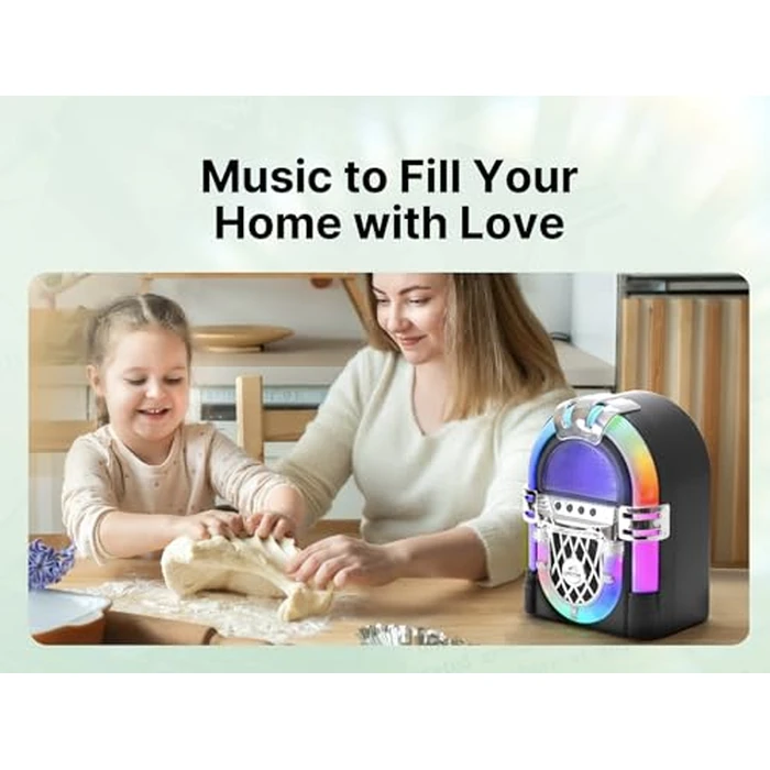 VICTOR VDTJ-1000 Mini Bluetooth Jukebox with Multicolor LED Lighting, Rechargeable Battery, Built-in Stereo Speaker, USB/SD Playback, and 3.5mm Aux Input for Wireless and Wired Music Streaming by VICTOR - Image 8